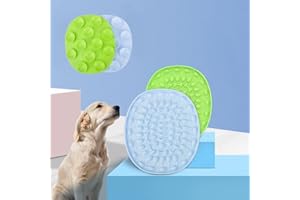 MOLEDA Podkładka do Lizania Psa Silikonowa z Przyssawkami, 2 szt.Talerz do Lizania Psa Lick Mat Licking Pad Pies Liże Podkładkę do Karmy dla Zwierząt, Jogurtu Lub Masła Orzechowego (Niebieski+Zielony)
