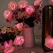 Produktbild Morbuy Lichterketten, 20LED/30LED/40LED/50LED Rosen Blumen feenhafte String Lights für Hochzeit Festival Garden Party Weihnachtsdekoration Zubehör (4M/40LED, Rosa)