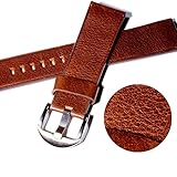 BEWISH 18mm Lederarmband Uhrenarmbänder Echt Kalbsleder Ersatzband Uhrarmband Edelstahl Metall Dornverschluss Uhr Armband Wrist Strap Band Wiedereinbau Uhr Bügel Uhrmacherwerkzeug mit Pins Bonus