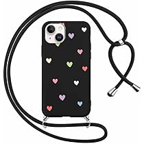 Coque IPhone 17 6,3" Avec Cordon Collier - Silicone TPU Fin, Motif Cœur, Lanière Réglable En Nylon - Protection Antichoc Et Style Mignon