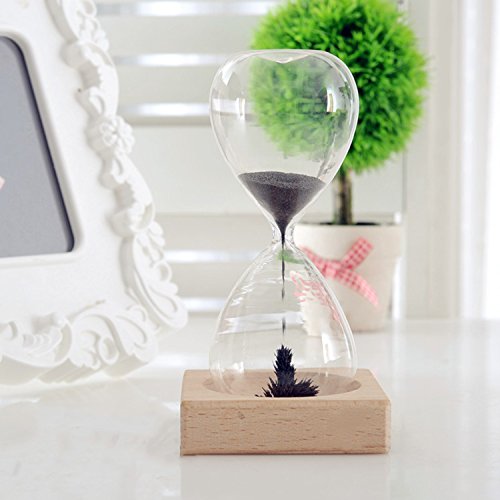 Eisen Pulver Magnet Sanduhr Sand Timer Clock Home Decor Holiday Gift w / Holz Inhaber - 4