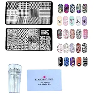 24x7 eMall Nail Art Kit Set Complete With 2 Image Plates 1 Set of Stamper And Scraper.