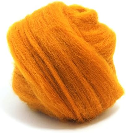 CyberloxShop 100g Dyed Merino Wool Top Roving Amber Orange Dreads 64's for Felting Spinning