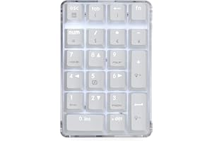 Qisan Mechanical Numeric Keypad GATERON Brown Switch Wired Gaming Keypad Crystal Case White Backlit 21 Keys Mini Numpad Portable Keypad Extended Layout White Magicforce by