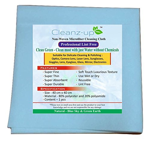 Cleanz-up Microfiber Ultra Thin Non-Woven, Save Money on Spray Chemical Cleaner & Paper Towel - Use Wet for Cleaning & Dry for Drying or Polishing, Premium USA Quality Reusable Lint Free Microfiber Cloth, Use for Optics, Camera Lens, Sunglasses, Glass, Electronics, LCD, Mobile, Laptop, Car etc 40 x 40 cm, 2 pcs RS.579 (61.00% Off) - Amazon