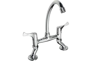 PHASAT Renaissance Retro Mélangeur Cuisine Évier Deux Poignée du Pont Laiton Robinet Mitigeur d'évier Double Poignées de Cuisine Robinet HN100