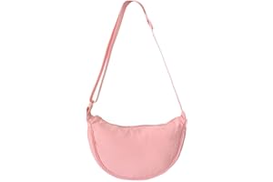 GoPaw Damen Halbmond Crossbody Schultertasche, Hobo Halfmoon Bag, Nylon Crossbody Bag Damen Halbmond Schultertasche mit verstellbarer Schultergurt, Einfarbige
