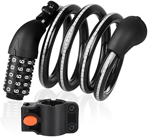 ECHOICE Bike Lock, Combination Bike Cable Lock with 5 Resettable Digit Long Black Metal Outdoor Smart Thick Anti-Theft High Security