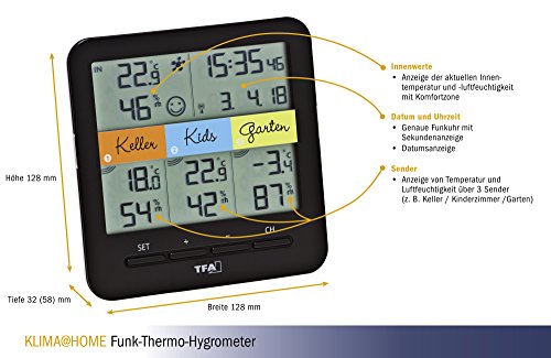 TFA Dostmann 30.3060.01 Funkthermo-Hygrometer Klima Home, schwarz - 3