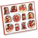 Juego de adornos para árbol de navidad (madera, pintados a mano)