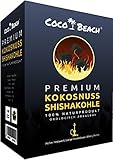 CocoBeach Premium Shishakohle (1 kg) - Naturkohle - 100% Kokosnuss [120 Minuten Brenndauer, starke Hitze, kein Eigengeschmack]