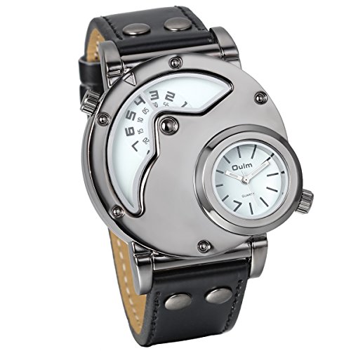 JewelryWe Herren Armbanduhr, Leder Legierung, Elegant Casual Analog Quarz Sportuhr Armband Uhr mit Zwei Anzeigetafeln, Weiss Zifferblatt JewelryWe Herren Armbanduhr, Leder Legierung, Elegant Casual Analog Quarz Sportuhr Armband Uhr mit Zwei Anzeigetafeln, Weiss Zifferblatt