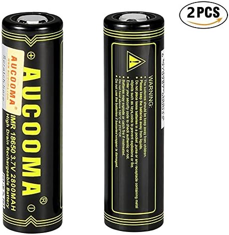 AUCOOMA 2PCS 18650 2800mAh Rechargeable Flat Top Battery Replacement for Handheld Flashlight Torch&Vaping, Portable Emergency Battery Backup Pack for Outdoor Hiking Flashlight