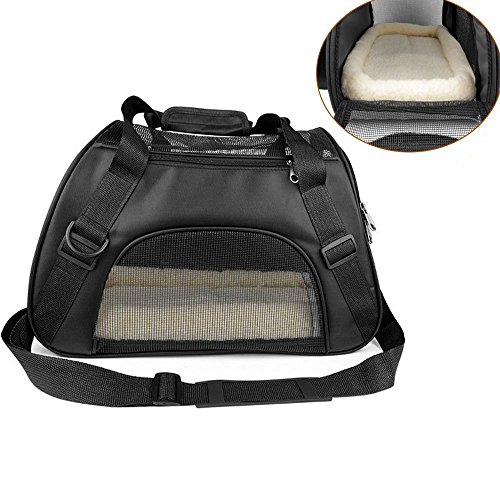 EVELTEK-Sacs-de-Transport-Souple-Pour-Petits-Chats-ou-Chiens-Lapin-et-Autres-Animaux-de-Compagnie-Pour-Voyage-avec-Matelas-en-Peluche-Amovible-Noir