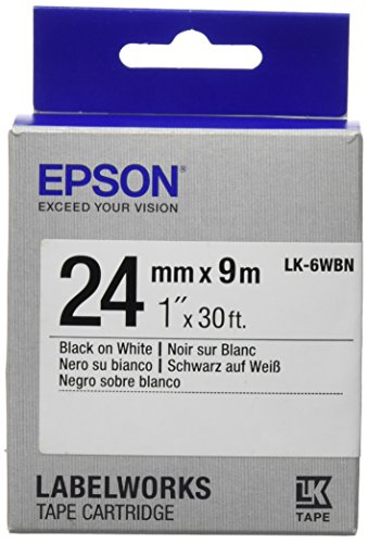 Epson Cinta est  ndar - LK-6WBN est  ndar negra blanca 24 9 cinta para impresora de etiquetas - Cintas para impresoras de etiquetas  Negro sobre blanco  LabelWorks LW-1000P LabelWorks LW-600P LabelWorks LW-700 LabelWorks LW-900P  Ampolla  2 4 cm  9 m 