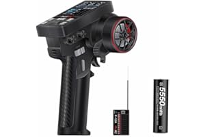 HOTRC RC Transmitter and Receiver CT-10B 10CH 2.4GHz Remote Controller with F-10A PWM GFSK Receiver for RC Car Boat Truck with Rechargable Battery