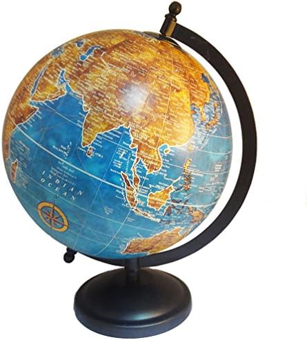 Medium Rotating World Map Decorative 8" Plastic Globe Iron Standing Home Décor Handmade World Map Desktop Table Decorative Map Globes
