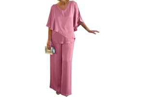 FANOIES Traje tipo túnica gris de doble capa para mujer, 2 piezas, talla grande, vestidos de madre de la novia, trajes de pantalón