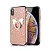 Produktbild Misstars Glitzer Hülle für iPhone XS Max Rose Gold, Bling Pailletten Weiche TPU Silikon Handyhülle Anti-Rutsch Kratzfest Schutzhülle mit Schmetterling Ring Ständer für Apple iPhone XS Max (6,5 Zoll)