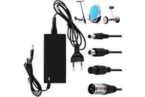 AVCXEC 42V 2A Caricatore Monopattino Elettrico, Caricabatterie per Scooter elettrici con indicatore di carica a LED e 4 porte di interfaccia Caricatore, Caricabatterie per Scooter Elettrico