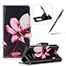 Price comparison product image Leather Case for Samsung Galaxy S7,Flip Wallet Cover for Samsung Galaxy S7,Herzzer Stylish Pink Lotus Pattern Magnetic Closure Purse Folio Smart Stand Cover with Card Cash Slot Soft TPU Inner Case for Samsung Galaxy S7 + 1 x Free Black Cellphone Kickstand + 1 x Free Black Stylus Pen