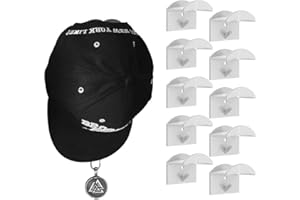MOSTRUST Upgraded Adhesive Hat Hooks for Wall Mount with Screws(10-Pack), Hat Rack Design for Baseball Caps, Hat Hangers Holder Storage Organizer for Room Decoration (White)