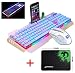 Produktbild MLFMHR 2017 Xinmeng M398 Regenbogen LED Hintergrundbeleuchtung Multimedia Ergonomische Usb Gaming Keyboard Mit Telefon Und Leichter Stand + 2000 DPI X4 6 Tasten Gaming Mouse Sets + Cool Mauspad Für PC Laptop-Computer,Silver