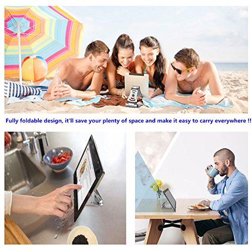 Faltbar Tablet Ständer Multi-Winkel ZEIGER einstellbar Handy Halter für 4-13″ Tablet iPad Air 2 3 4 Pro mini,iPhone,macbook,kindle Samsung Tab mini Aluminium Reise Tablet Ständer Tischplattenhalter Tisch Halterung Silber 2.0 Y192S - 4