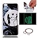 Produktbild Schutzhülle für Huawei P10 Lite, GOCDLJ Ultra Thin TPU Luminous Fluoreszierendes Licht Leuchtende Nacht Hülle Muster Gel Skin Transparent Bumper Rand Cover Tasche Bunte Handyhülle Protective Case Schale schützende Durchsichtig Rückschale Clear Rubber Pattern Fall Handytasche Weiche Ränder Etui + Chinesischer Stil Rote Armbänder für Huawei P10 Lite Design Mond und Paar
