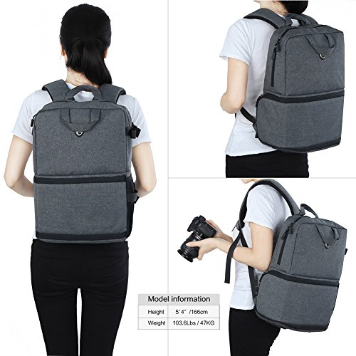 Sac    Dos Appareil Photo Sac de Cam  ra Voyage   tanche en Nylon pour Canon Nikon Sony  Gris Fonc   