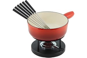 Kuhn Rikon 32236 Fondue au Fromage Set en Fonte 24cm, Fonte, Rouge, 34 x 26 x 23 cm