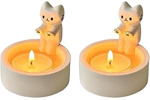 Fiorky Świecznik z kotem, kreskówkowy, kot grzejący sobie łapy, podgrzewacz, ozdoby, uroczy, pachnący, prezent dla dziewczyny, kobiety, miłośników kotów