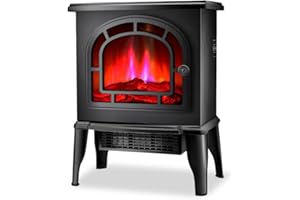 STARLYF Flame Heater - Chimenea Eléctrica Decorativa 2000W con Efecto Llama Realista | Termostato y 2 Niveles de Potencia | Calefactor Silencioso y Seguro | Estilo Retro para el Hogar