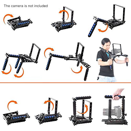 Andoer Pliable Aluminium alliage monter le Support Rig stabilisateur 1 4  vis      paulement avec Kit de support cam  ra tournage   quipement pour Canon Nikon Lumix Sony Pentax Olympus DSLR cam  ra