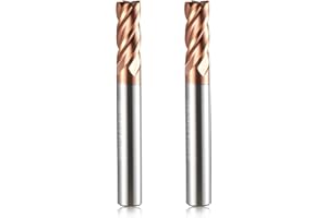 TRVOXVIQ Lot de 2 fraises à queue CED 6 mm en carbure de tungstène 4 flûtes, 2 fraises en spirale TiSiN Coat VHM CNC, 55 HRC pour acier, alliage d'aluminium, cuivre