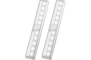 OxyLED Luz Led con Sensor de Movimiento, Luz Armario Sensor Movimiento 2 Unidades 6000K con Tira Magnética Adhesiva Auto On Off Luces Homelife Led para Escaleras Armario Pasillo Cocina Garaje