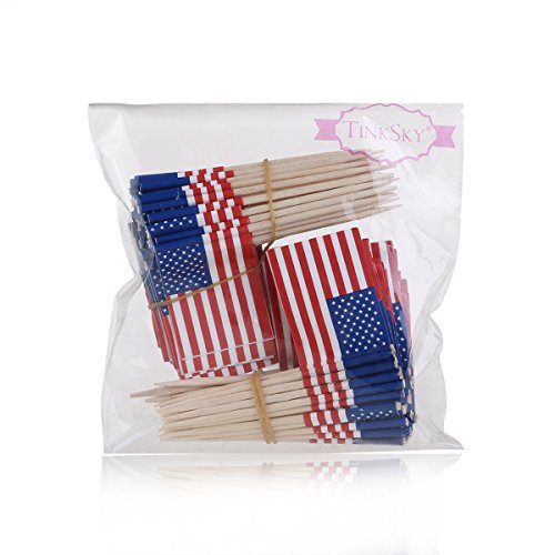 Tinksky USA Flagge Picks amerikanischen Flagge Essen Zahnstocher Party Favors Dekoration Verpacken 100pcs - 7