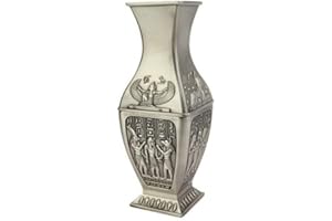 lachineuse - Vase Égyptien 18 cm - Acier Couleur Argent - Objet Déco Égypte Antique - Anubis, Horus, Isis Ailée, Sphinx - Idée Cadeau Souvenir Égypte