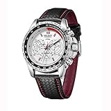 LLLS Men Fashion Sport Analogue Quartz Uhren komfortable Leder-Strap Business Casual Waterproof Black Men Uhren
