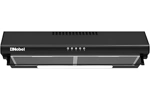 Nobel 60cm Built-In Slim Cooker Hood 220 m³/h Suction, Black Chimney, Push Button Control, 3 Speed Ventilation, Carbon Filter – NCH60B