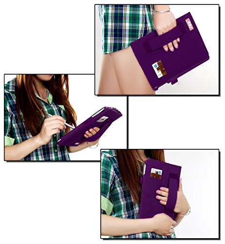 Galaxy Tab S2 9.7 Hülle,Samsung Galaxy Tab S2,Fyy® [Super Functional Series] Hochwertige Kunstleder Hülle mit elastitcher Handschlaufe und Halterungen für Karten, Notizen für Samsung Galaxy Tab S2 9.7 Zoll,Violett (mit automatischer Schlaf/ Weck-Funktion) - 6