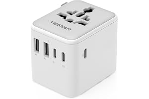 TESSAN Universal Travel Adapter 28W, Worldwide Plug Adaptor with 2 USB A and 3 USB C Ports, International Travel Adapter for 