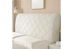 YUEZHONG Premium Velvet Thicken Bed Headboard Cover for Full Queen Size, Quilted Headboard Slipcover, for Bedroom Decor, Washable(White,King/190cm/75in)