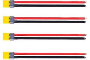 YUNIQUE GREEN-CLEAN-POWER - Set of 4 XT60 Male Connectors with 150mm 12AWG Silicone Cable | For RC Lipo Batteries FPV Racing Drone | Adapter Cable, Efficient Connection, RC