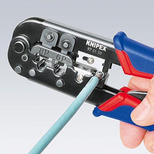 KNIPEX 97 51 10 Crimpzange für Westernstecker brüniert mit Mehrkomponenten-Hüllen 190 mm - 3