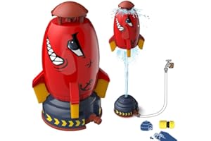 IKIJM Juguetes de Verano: Juguetes de aspersor - aspersor de Cohete Espacial - Juego de Agua para niños - jardín - césped - Juguetes de aspersor de Juego al Aire Libre (Rojo)