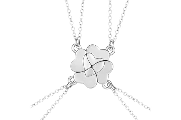 Vänskap halsband för 4,4 st bästa vän halsband BFF halsband för 4 flickor matchande fyra blad klöver hängsmycke syster halsband för kvinnor examen födelsedag julklappar
