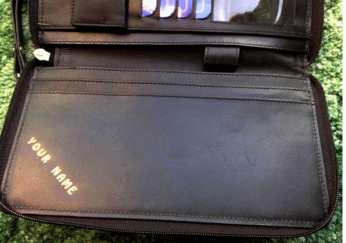 PERSONALISED TRAVEL WALLET LEATHER BLACK RFID ORGANISER HOLDER