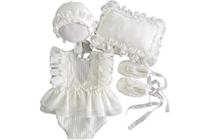 Herbests Baby Mädchen Fotografie Kostüm Requisiten Strampler Spitze Tütü Kleid Bodysuit Fotoshooting Outfits Mädchen Spitze Prinzessinnen-Kostüm mit Hut Fotografische Requisiten Outfits