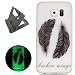 Produktbild Samsung Galaxy S6 hülle,[Mit freiem schwarzem Kickstand] Keyye [Kreative Luminous Durable] Silikon hülle,Aquarell Drucken Muster [Anti Staub]SchlankWeich gel TPU Schrubben Transparent Schutzhaut fluoreszierend Grüner Effekt Nacht Glühen in der Dunkel Portable Cover für Samsung Galaxy S6-Schwarze Federn
